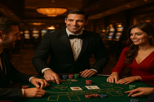 আলোয় ভরা রঙিন স্লট মেশিনগুলোর সাথে গেমিং পরিবেশ